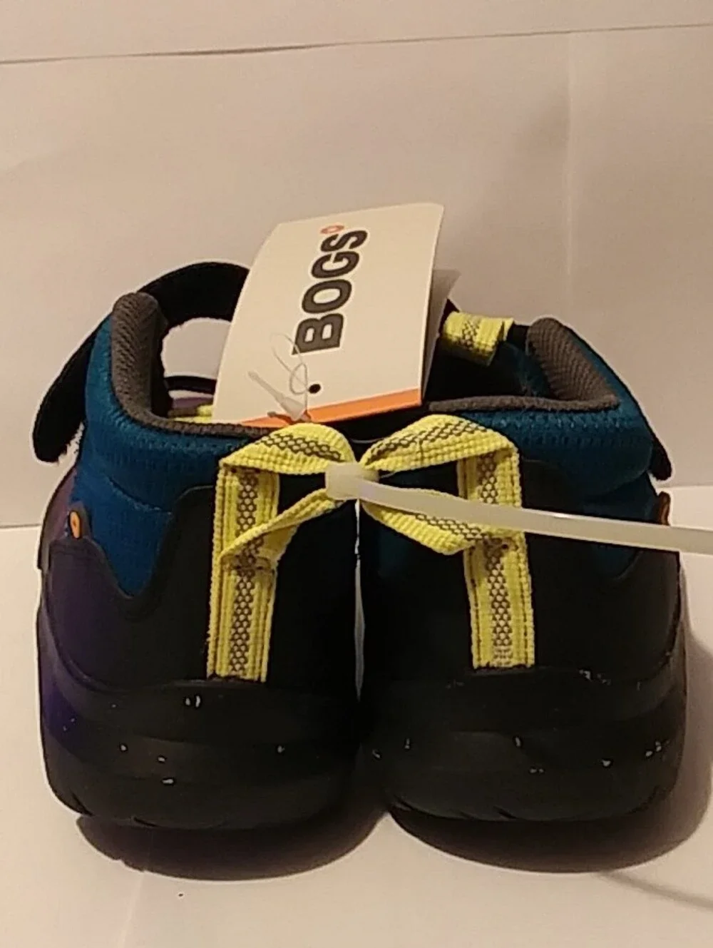 Bogs Skyline Kicker Purple and Yellow Kids Water Resistant Slip Ons